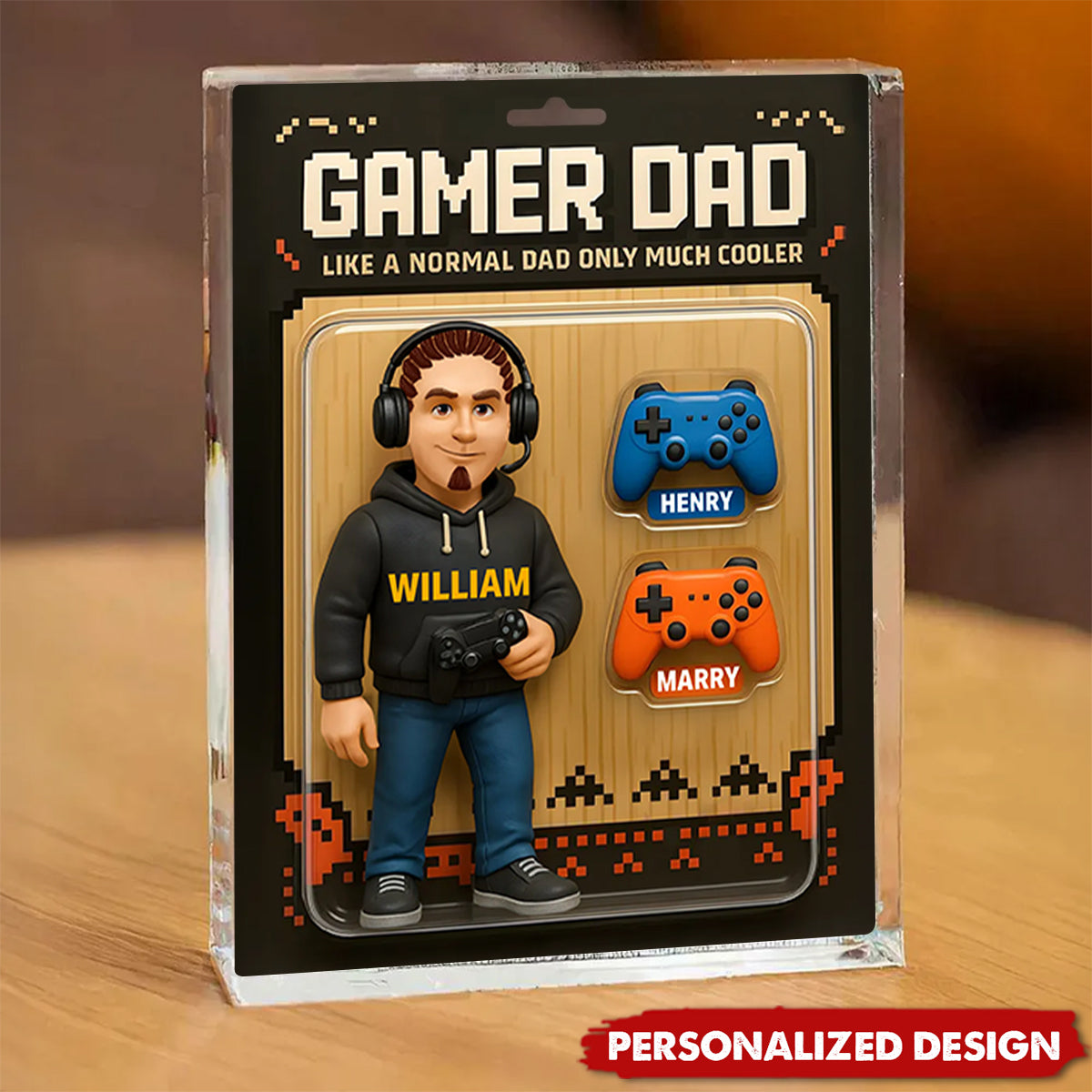 Gamer Dad Cooler Custom Action Figure-Personalized Acrylic Block Plaque-Father's Day Gift