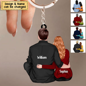 Couple Sitting Personalized Acrylic Keychain