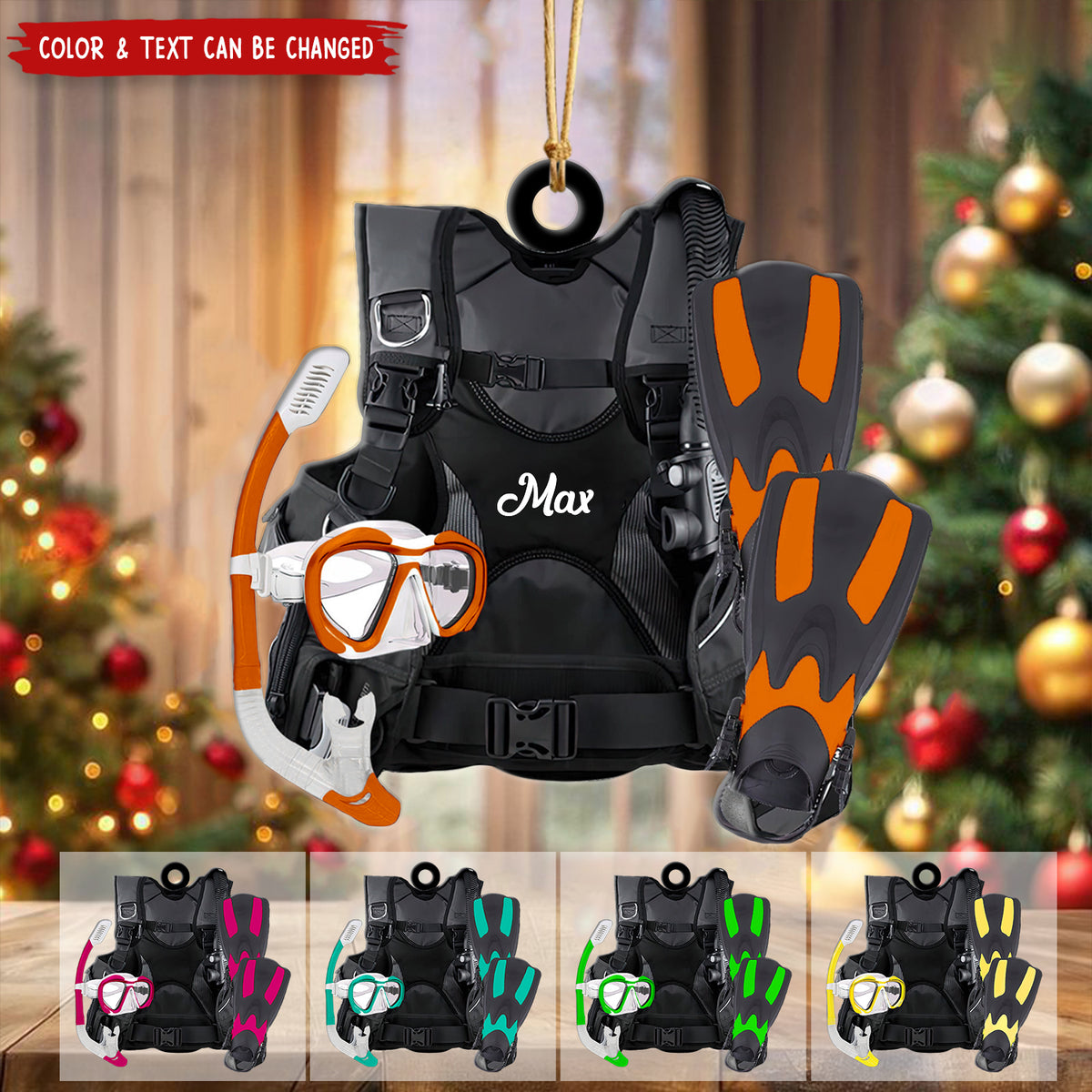 Scuba Diving Scuba Gear - Personalized Flat Acrylic Ornament - v2