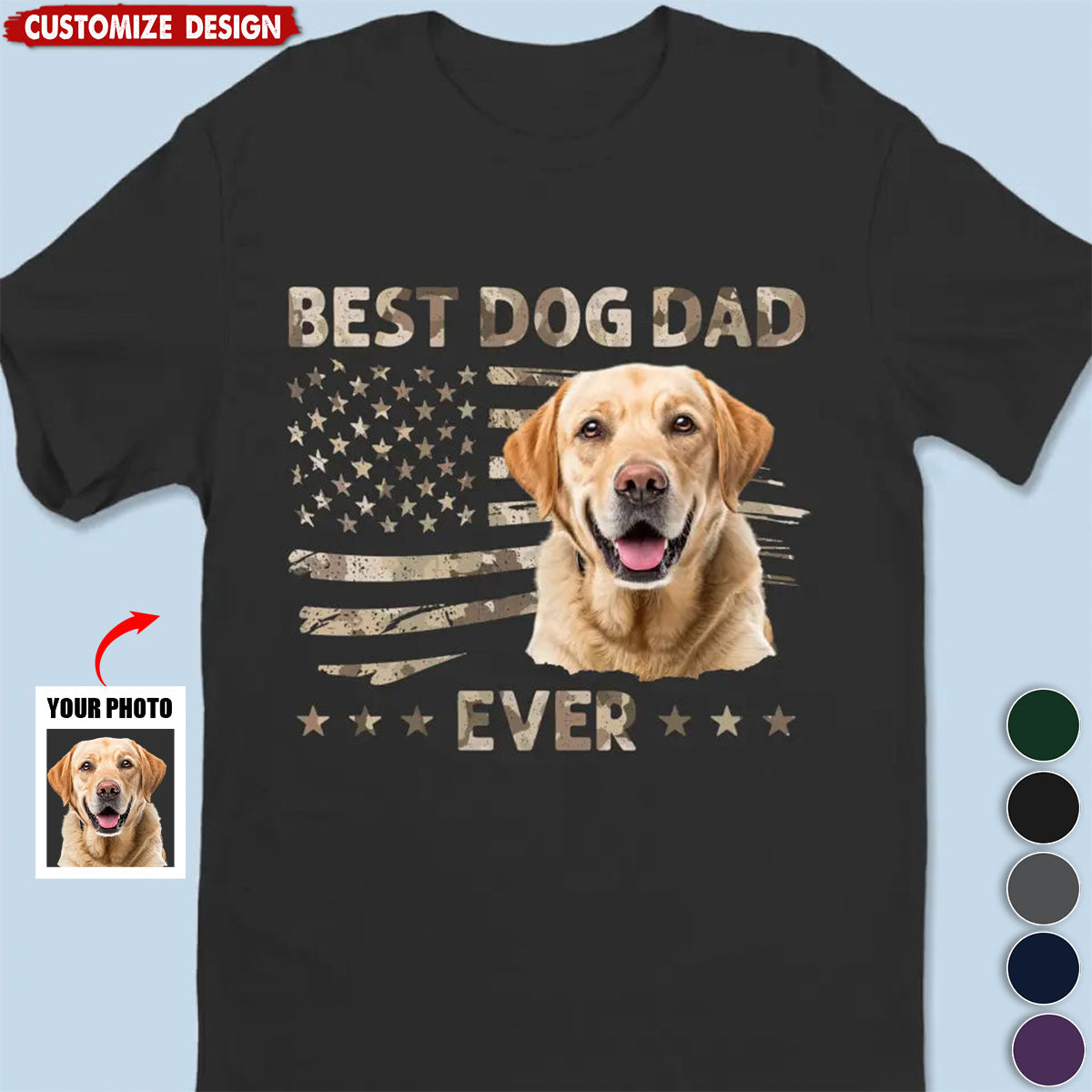 Custom Photo Ultimate Dog Dad - Pet Personalized Unisex T-shirt - Gift For Dog,Cat Lovers