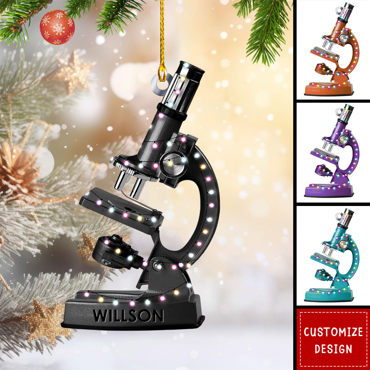 Personalized Microscope Christmas Ornament Gift for Scientist-2024 New Release