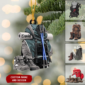 Personalized Hiking Christmas Ornament, Hiking Bag Ornament, Christmas Gift For Hiking Lovers, Xmas Tree Decor Gift For Camping Lover