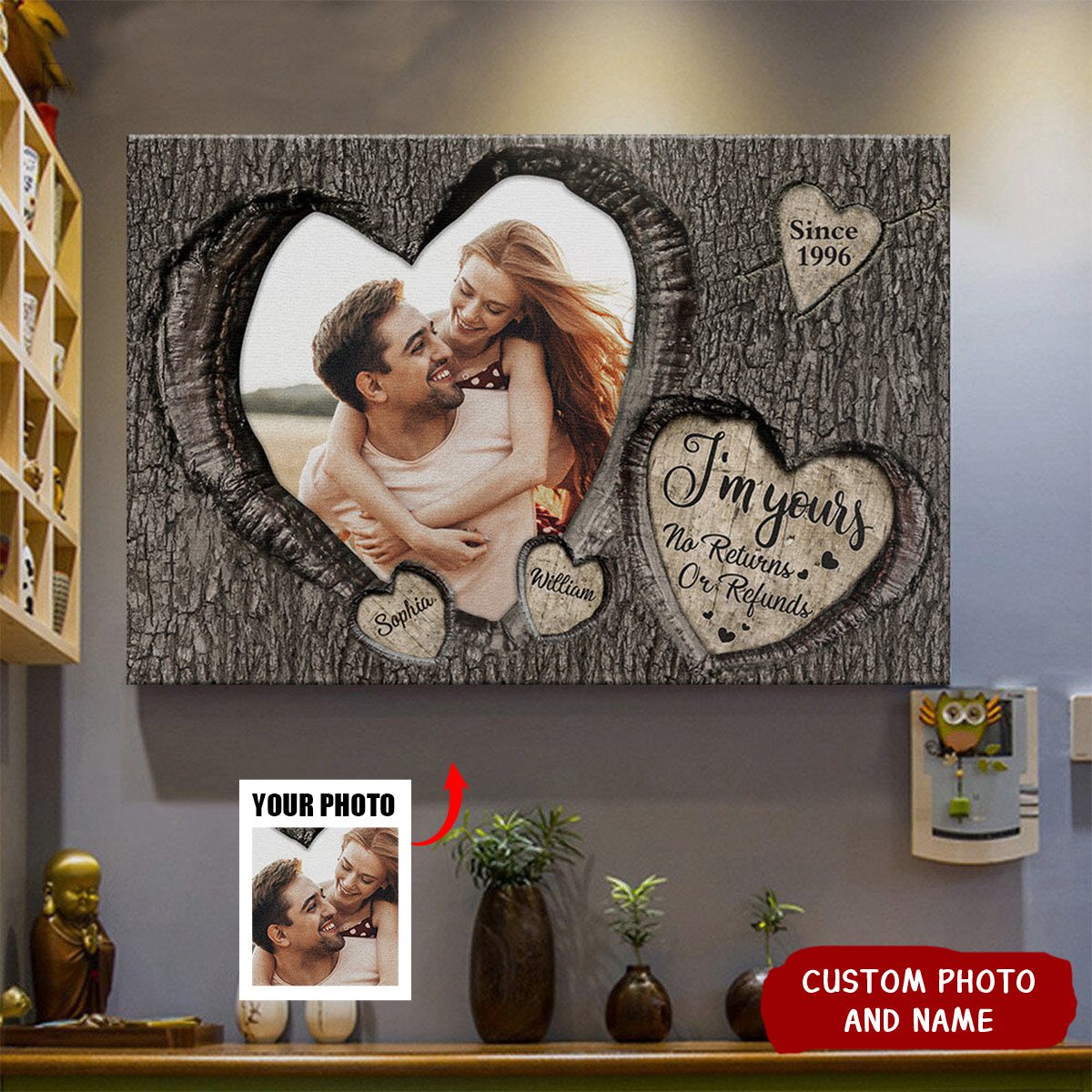 Personalized  God Knew My Heart Needed You Couples Photo Canvas Poster