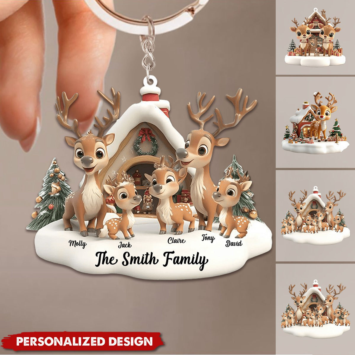 Personalized Reindeer Family Keychain-2024 New Release