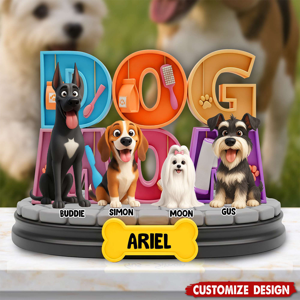 Adorable Dog Mom Dog Dad Acrylic Plaque - Personalized Gifts For Dog Lovers