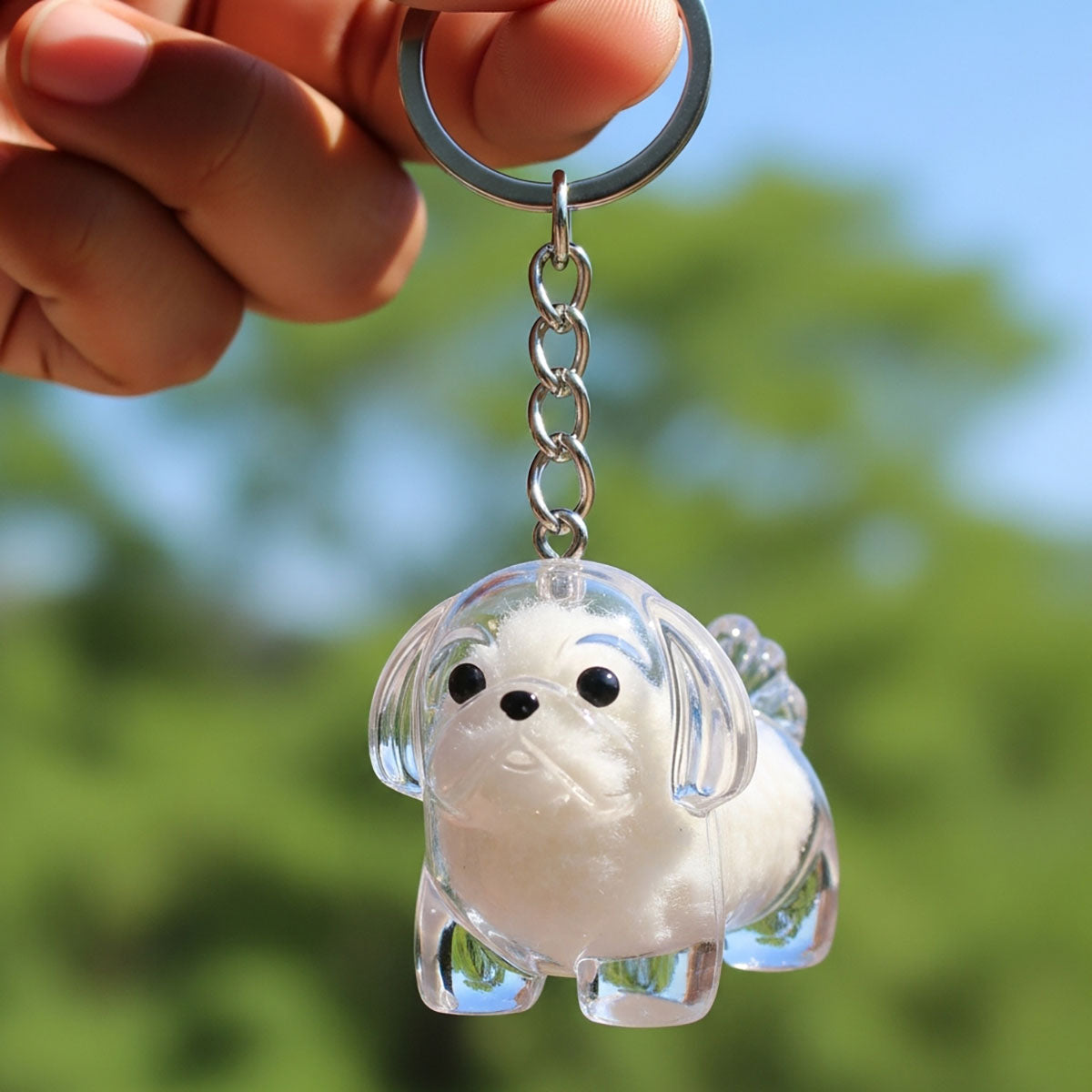Dog Hair Collector Keychain Charm Memorial Storage Box