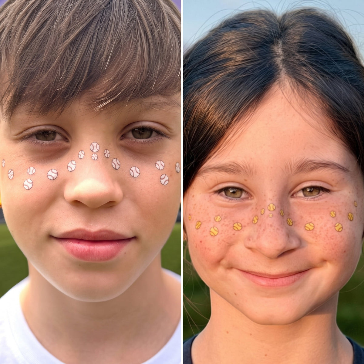 Softball & Baseball Freckles Temporary Tattoos for Girls, Boys, Kids & Adults