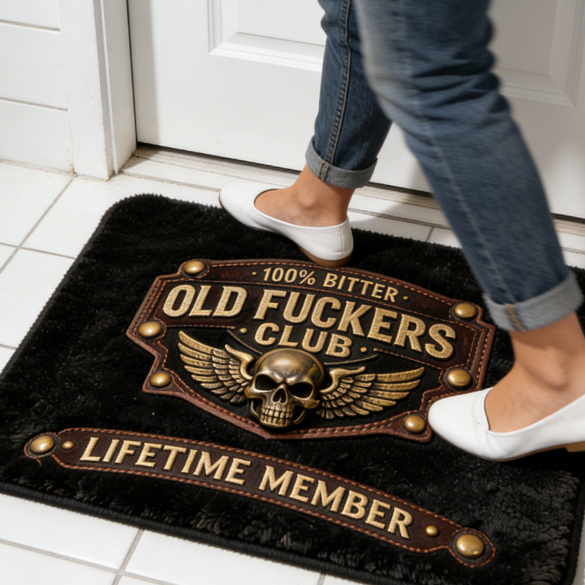100% Bitter Biker Club Lifetime Member Doormat