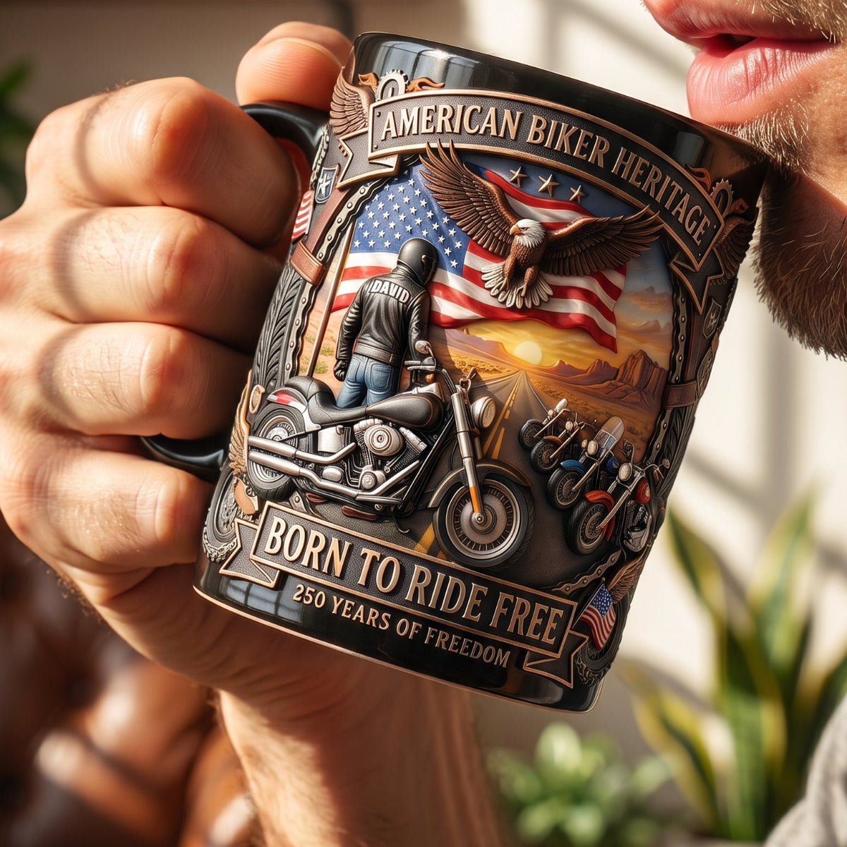American Biker Heritage Coffee Mug - Personalized Gifts For Motorcycle Lovers