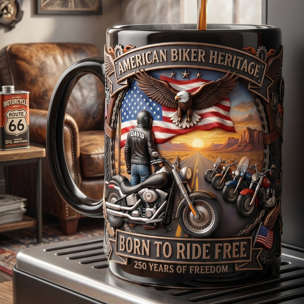 American Biker Heritage Coffee Mug - Personalized Gifts For Motorcycle Lovers