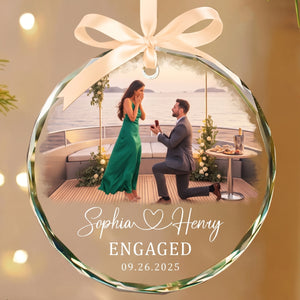Customize Photo Engagement Ornament: First Christmas Engaged Keepsake, Custom Engagement Gifts, Xmas Gift Couple