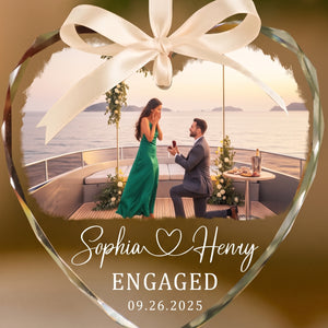 Customize Photo Engagement Ornament: First Christmas Engaged Keepsake, Custom Engagement Gifts, Xmas Gift Couple