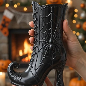 Halloween Witch Boot Vase, 3D Printed Spider Web Decor