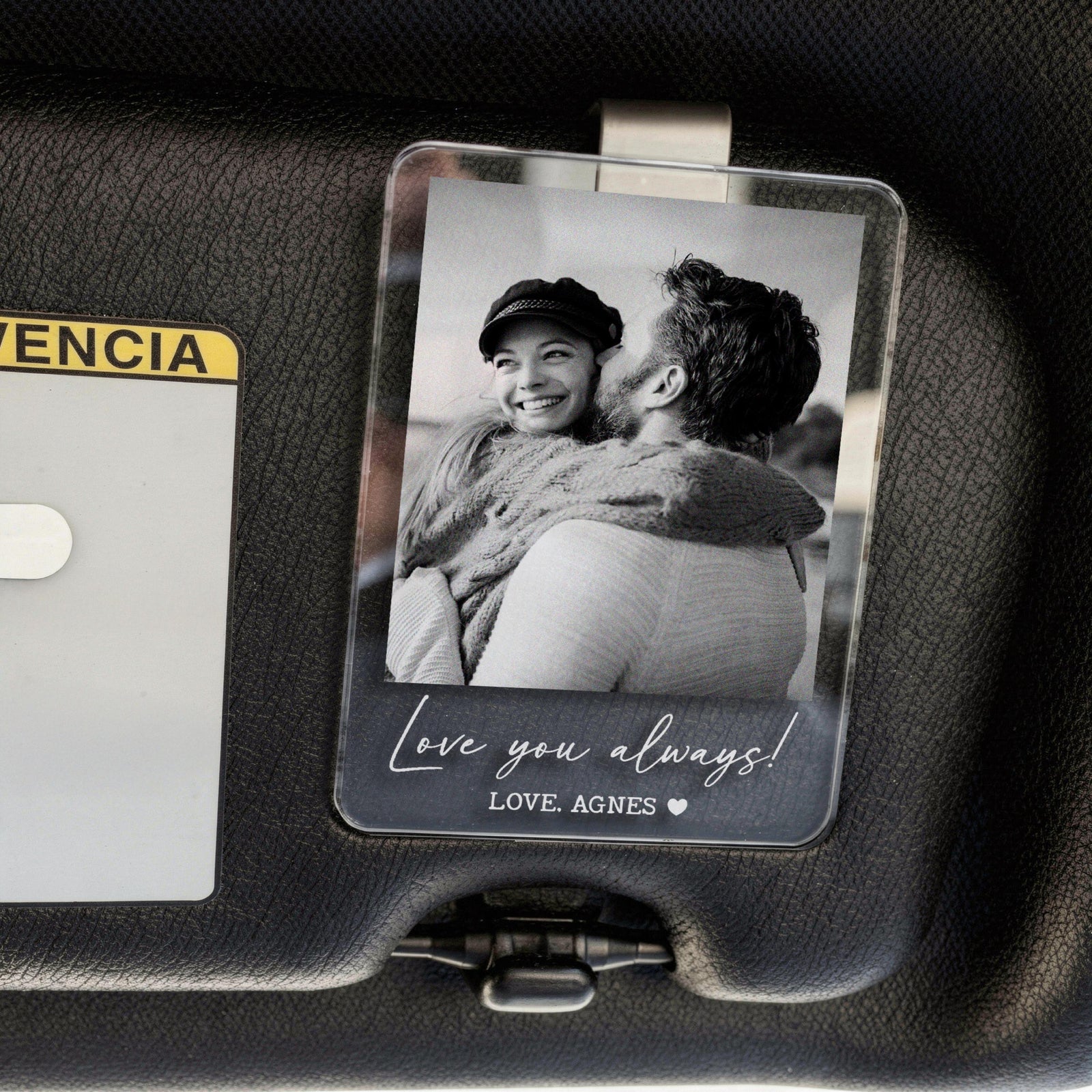 Personalized Couple Photo Car Visor Clip, Drive Safe Gift