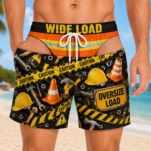 Custom Construction Beach Shorts, Summer Beach Outfit Fun Gift