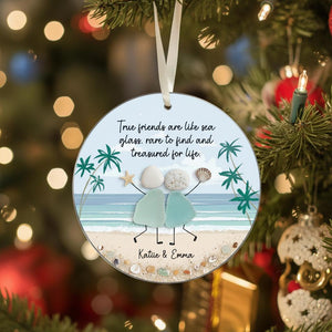 Personalized Friendship Sea Glass Christmas Ornament, Soul Sister Gift