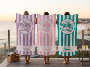 Beaching Not Teaching Towel, Teacher Beach Towel, Custom Beach Towel for Teacher, Custom Beach Towel for Women