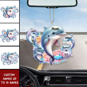 Personalized Grandma Dolphin with Kid Acrylic Car Ornament