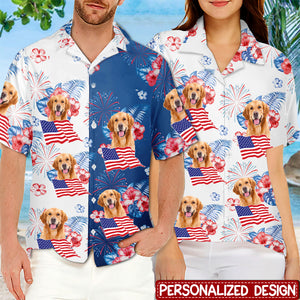 Custom Photo Roll Out Those Crazy Days Of Summer - Dog & Cat Personalized Custom Unisex Patriotic Tropical Hawaiian Aloha Shirt - Independence Day, 4th Of July, Summer Vacation Gift, Gift For Pet Owners, Pet Lovers