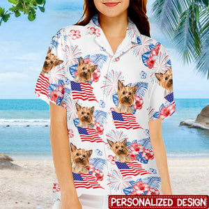 Custom Photo Roll Out Those Crazy Days Of Summer - Dog & Cat Personalized Custom Unisex Patriotic Tropical Hawaiian Aloha Shirt - Independence Day, 4th Of July, Summer Vacation Gift, Gift For Pet Owners, Pet Lovers