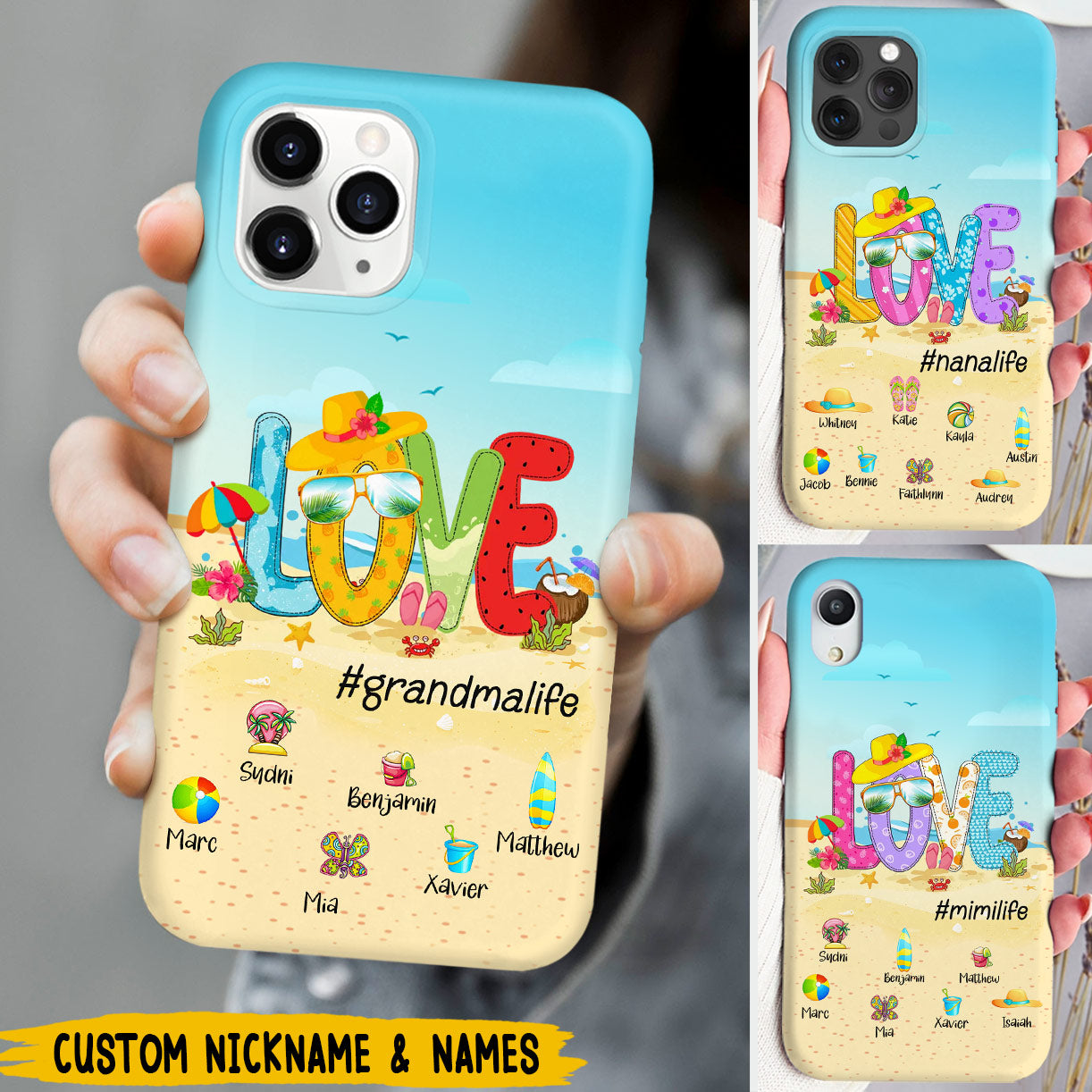 Summer Vibe Love Grandma Mom Life Little Kids Personalized Phone Case