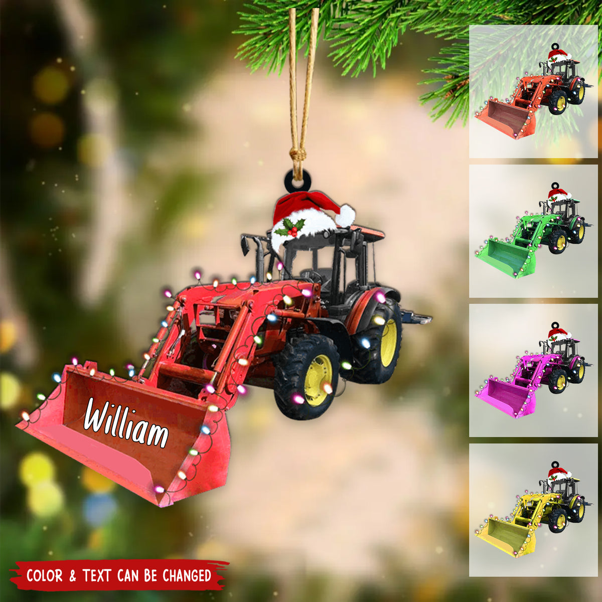 Personalized Bulldozers Christmas Ornament