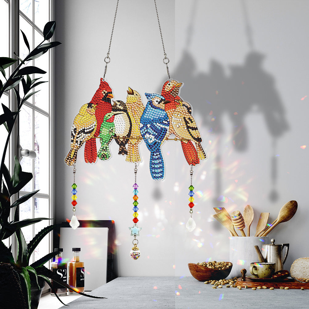 Diamond- Art Hanging Kit - Special Rhinestone 5D Window Ornament - Gift For Bird Lovers