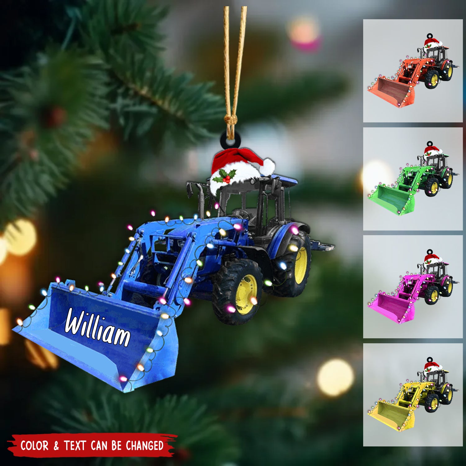 Personalized Bulldozers Christmas Ornament