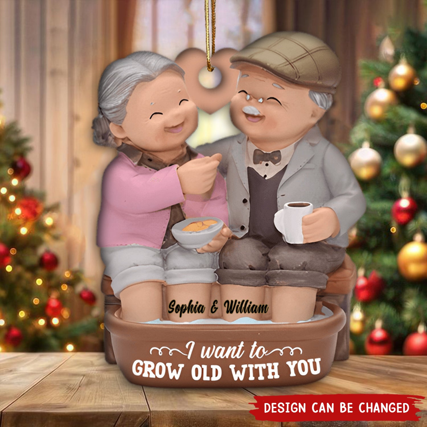 I Want To Grow Old With You Funny Personalized Old Couple Ornament