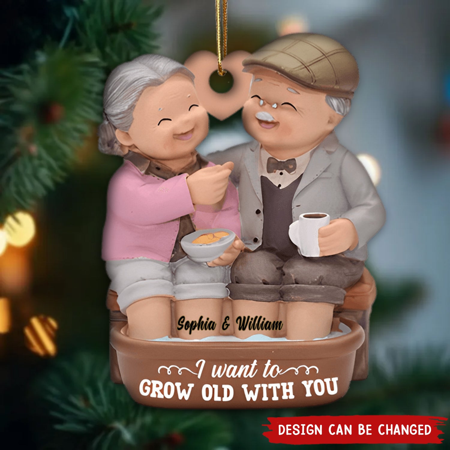I Want To Grow Old With You Funny Personalized Old Couple Ornament