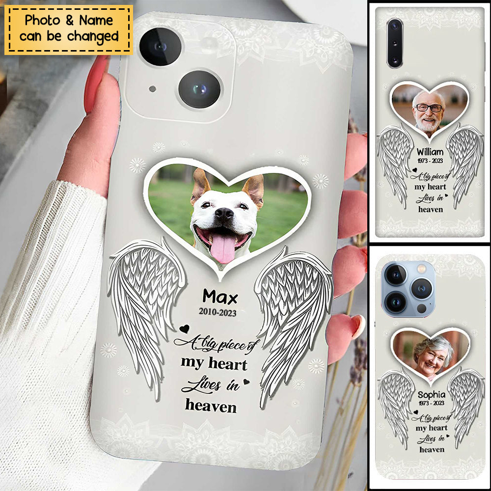 Custom Personalized Memorial Photo Phone Case - Memorial Gift Idea For Family - A Big Piece Of My Heart Lives In Heaven