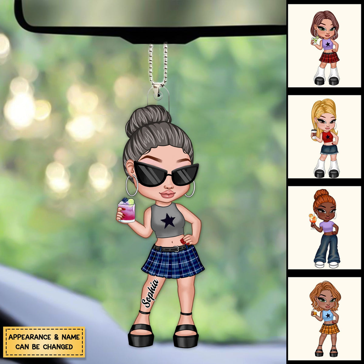 Y2K Fashion Girl Personalized Acrylic Car Ornament