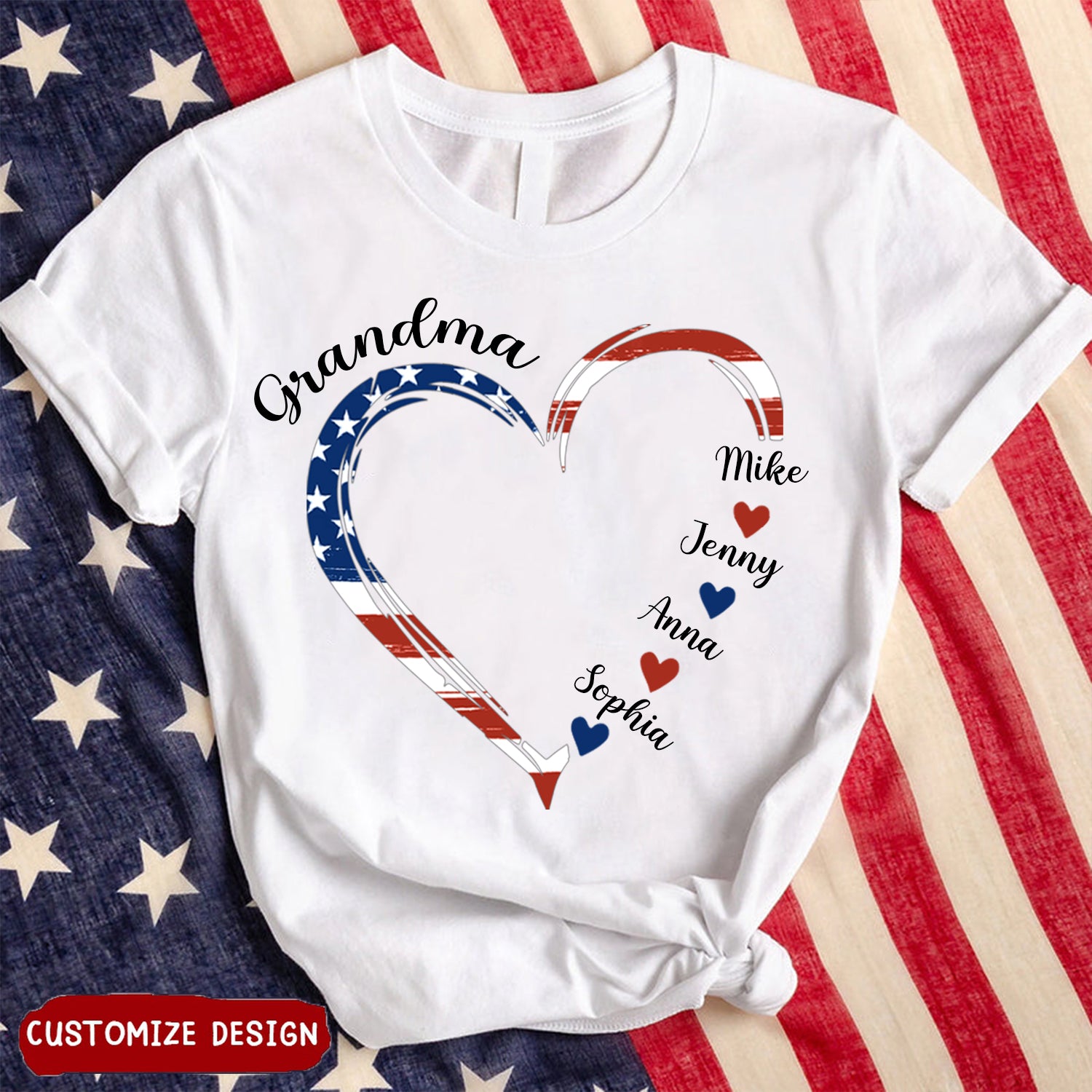 A Garden Of Love Grows In A Grandma's Heart - Family Personalized Custom Unisex Patriotic T-shirt