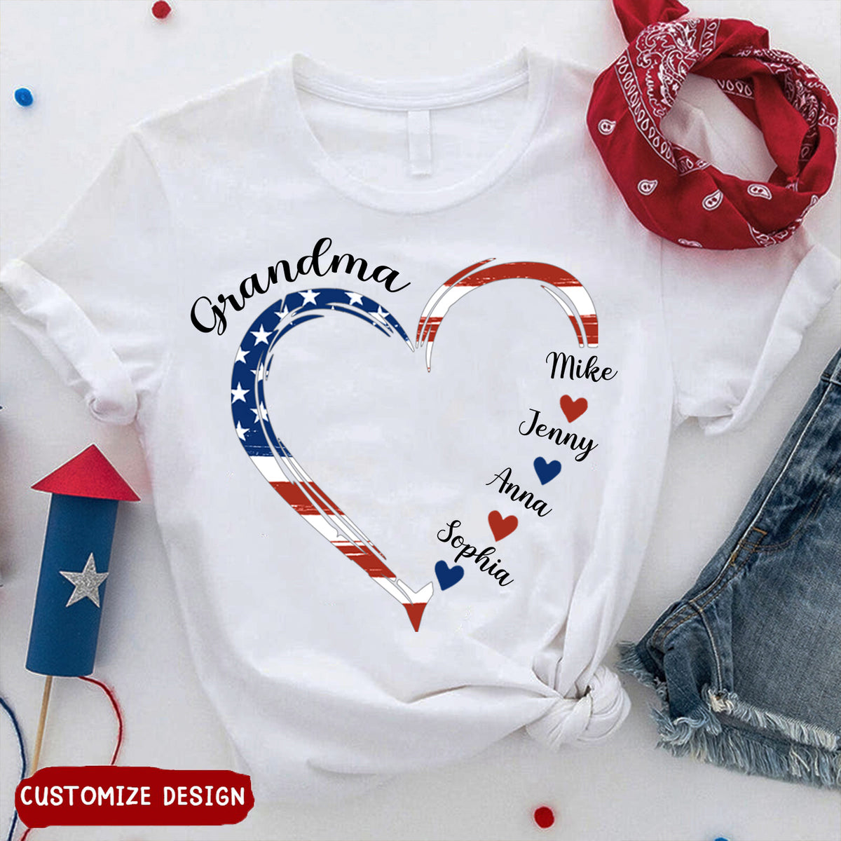 A Garden Of Love Grows In A Grandma's Heart - Family Personalized Custom Unisex Patriotic T-shirt