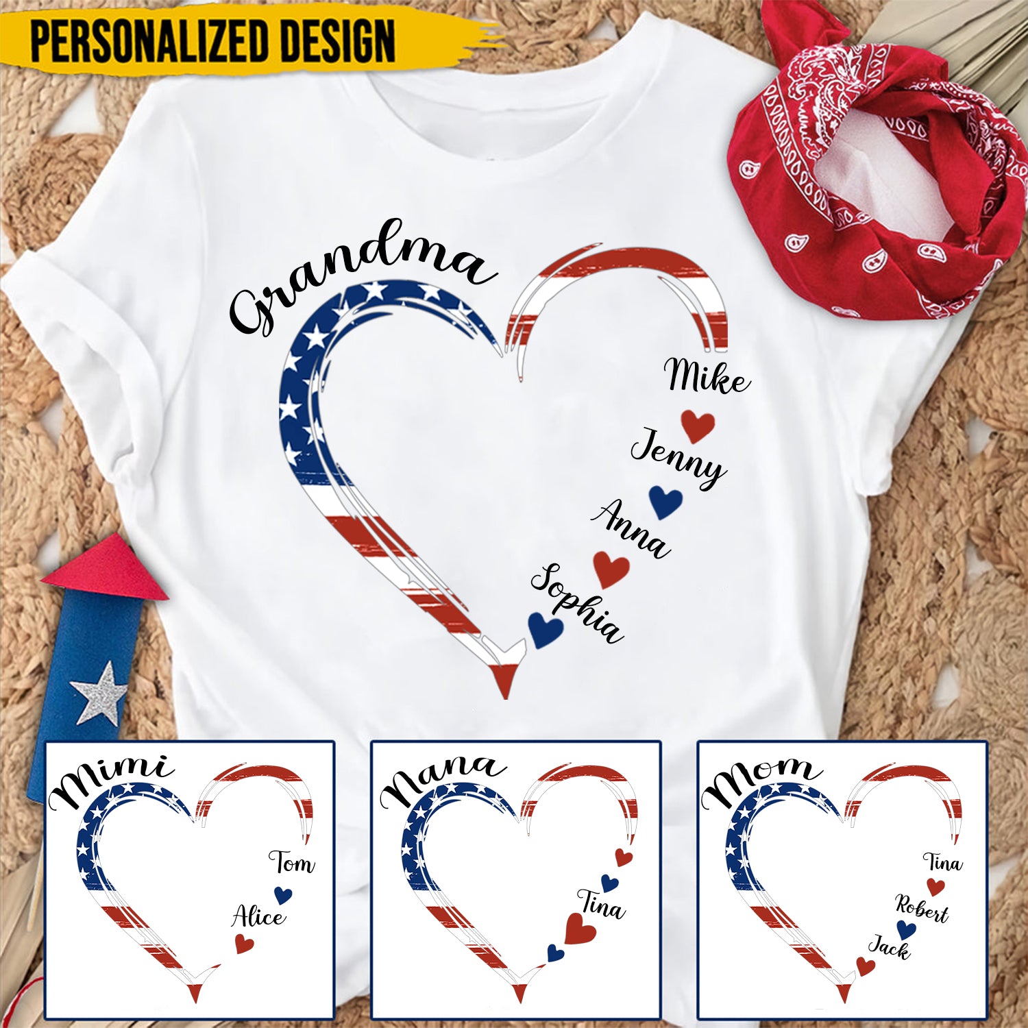 A Garden Of Love Grows In A Grandma's Heart - Family Personalized Custom Unisex Patriotic T-shirt