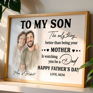 Watercolor Style To My Son From Mom - Personalized Poster - Father's Day Gift For Son