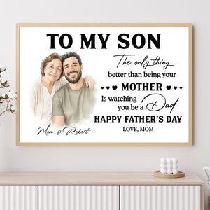 Watercolor Style To My Son From Mom - Personalized Poster - Father's Day Gift For Son
