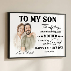 Watercolor Style To My Son From Mom - Personalized Poster - Father's Day Gift For Son