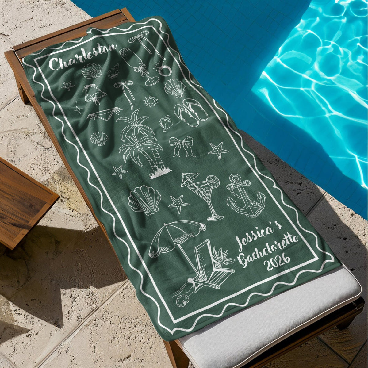 Bachelorette Party Trip Gift Bride Beach Towel - Personalized Towel