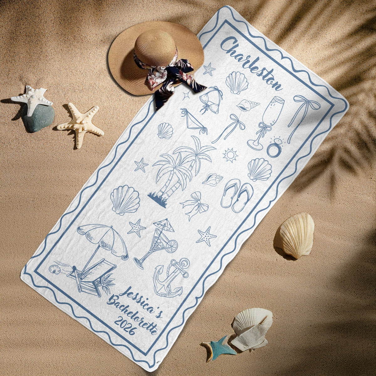 Bachelorette Party Trip Gift Bride Beach Towel - Personalized Towel