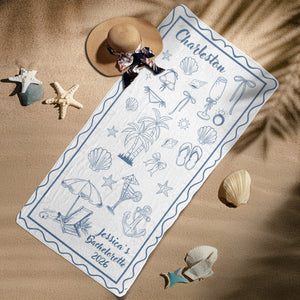 Bachelorette Party Trip Gift Bride Beach Towel - Personalized Towel