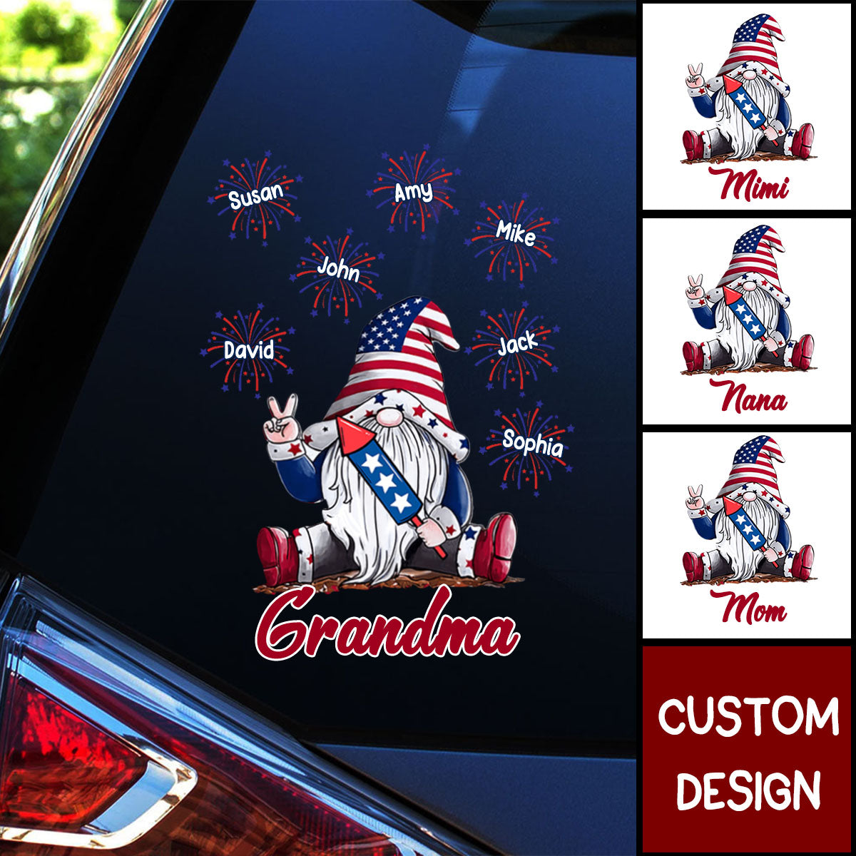 Grandma Firecracker Grandkids Independence Day Personalized Decal