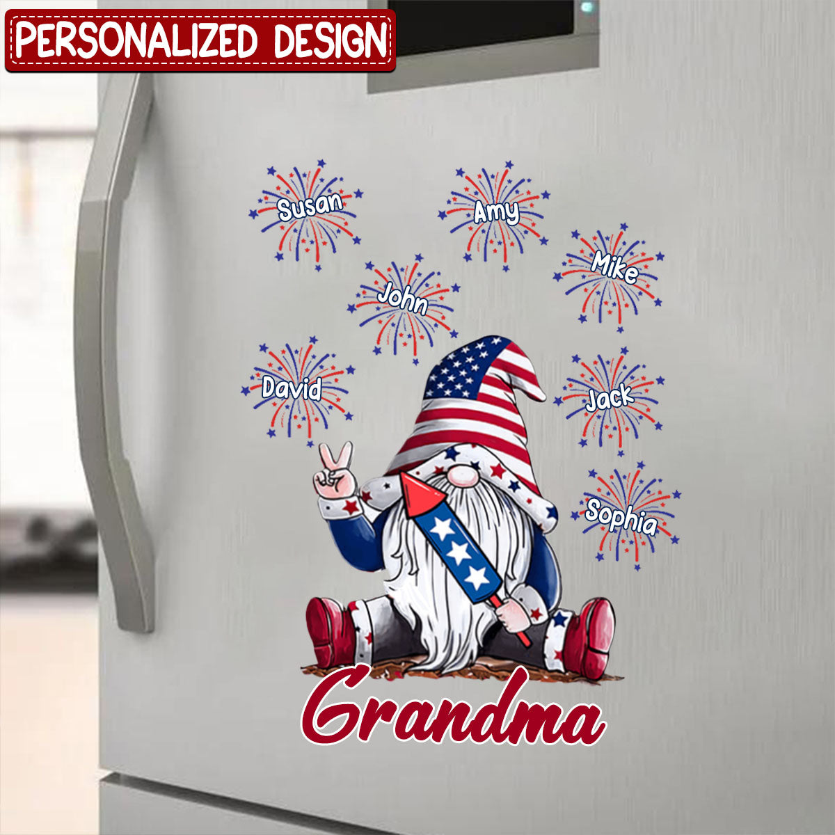 Grandma Firecracker Grandkids Independence Day Personalized Decal