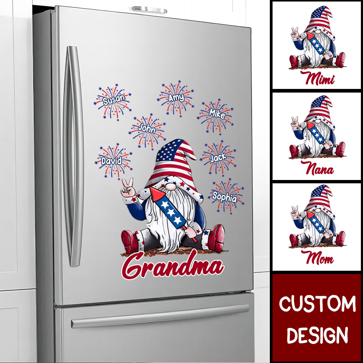 Grandma Firecracker Grandkids Independence Day Personalized Decal