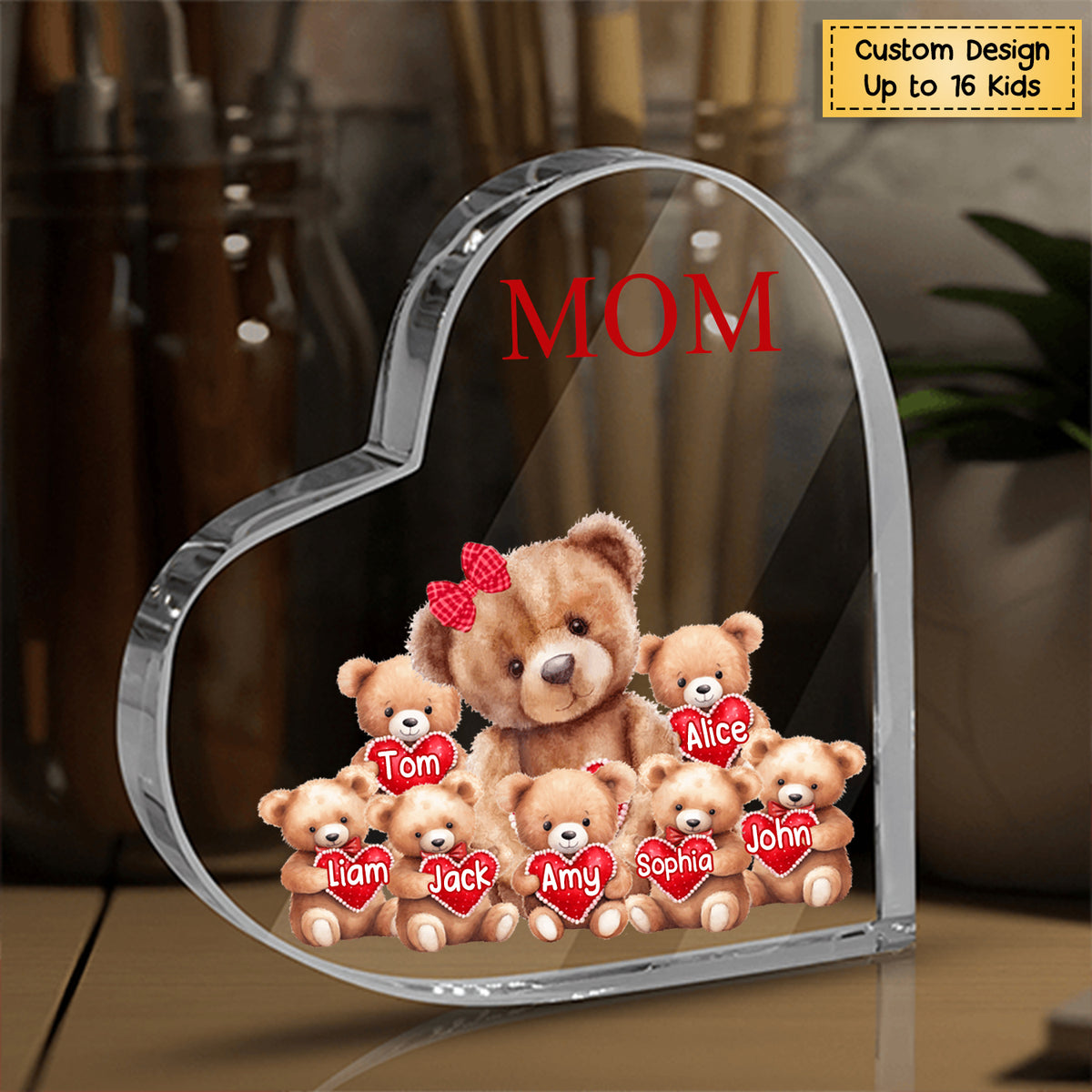Mama Bear With Little Kids - Personalized Acrylic Plaque Mother's Day Gift