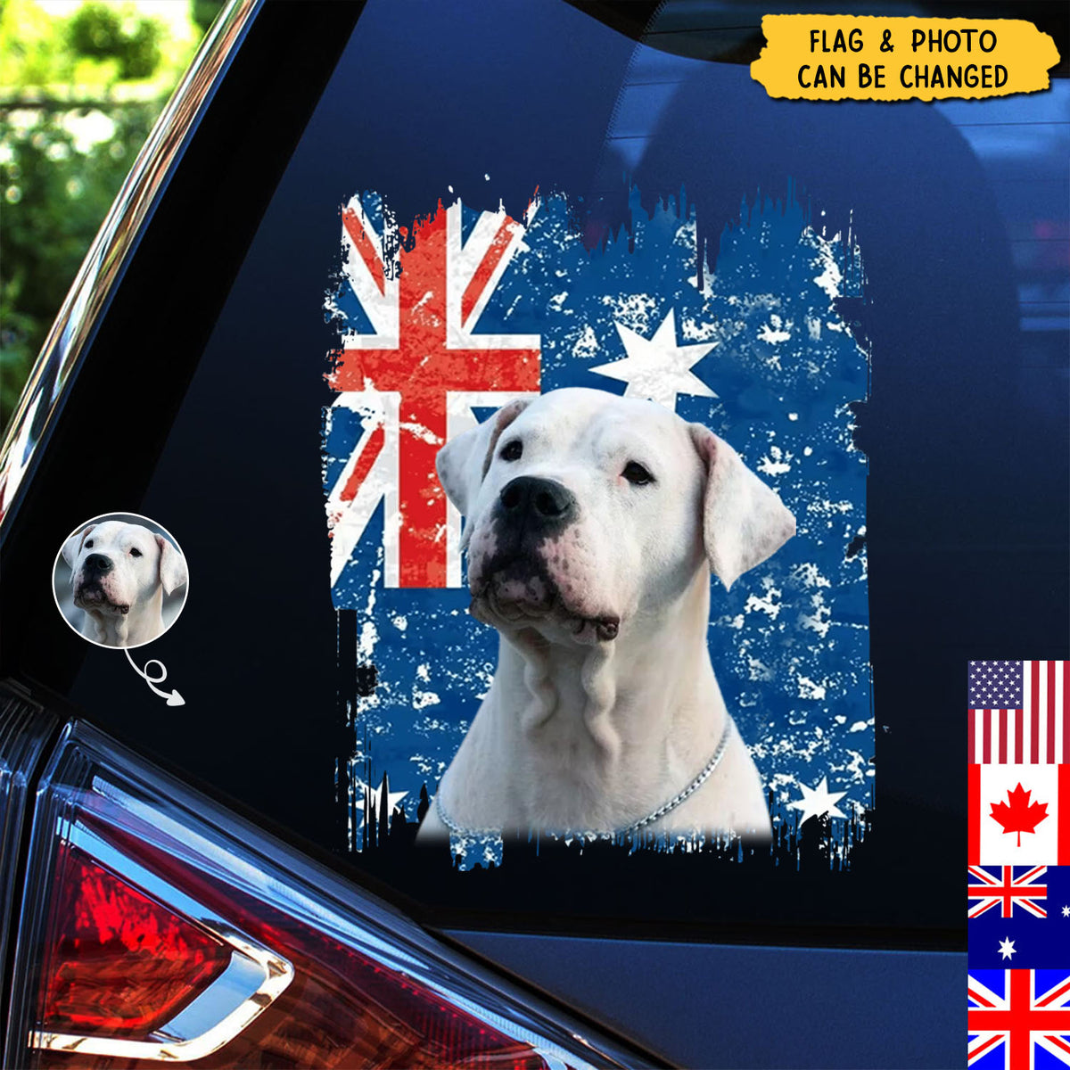 Personalized dog country flag printed decal  - gift for dog lovers