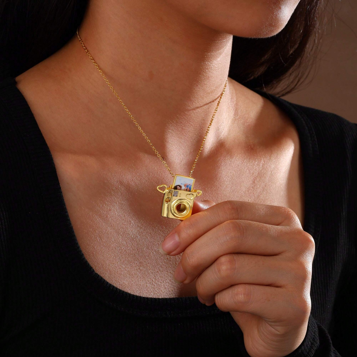 Personalized Mini Pull-Out Camera Locket Necklace with Photo