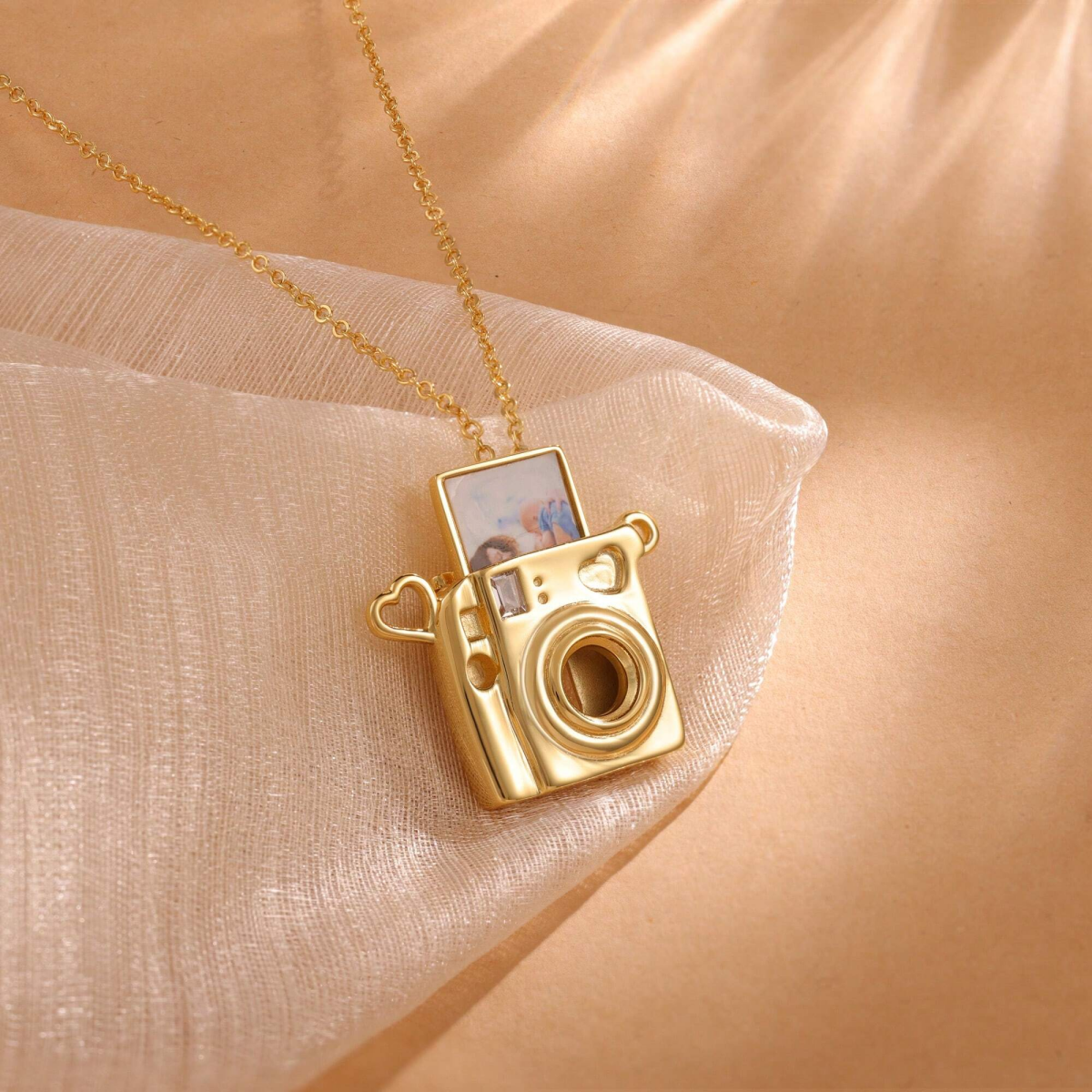 Personalized Mini Pull-Out Camera Locket Necklace with Photo - yeetcat