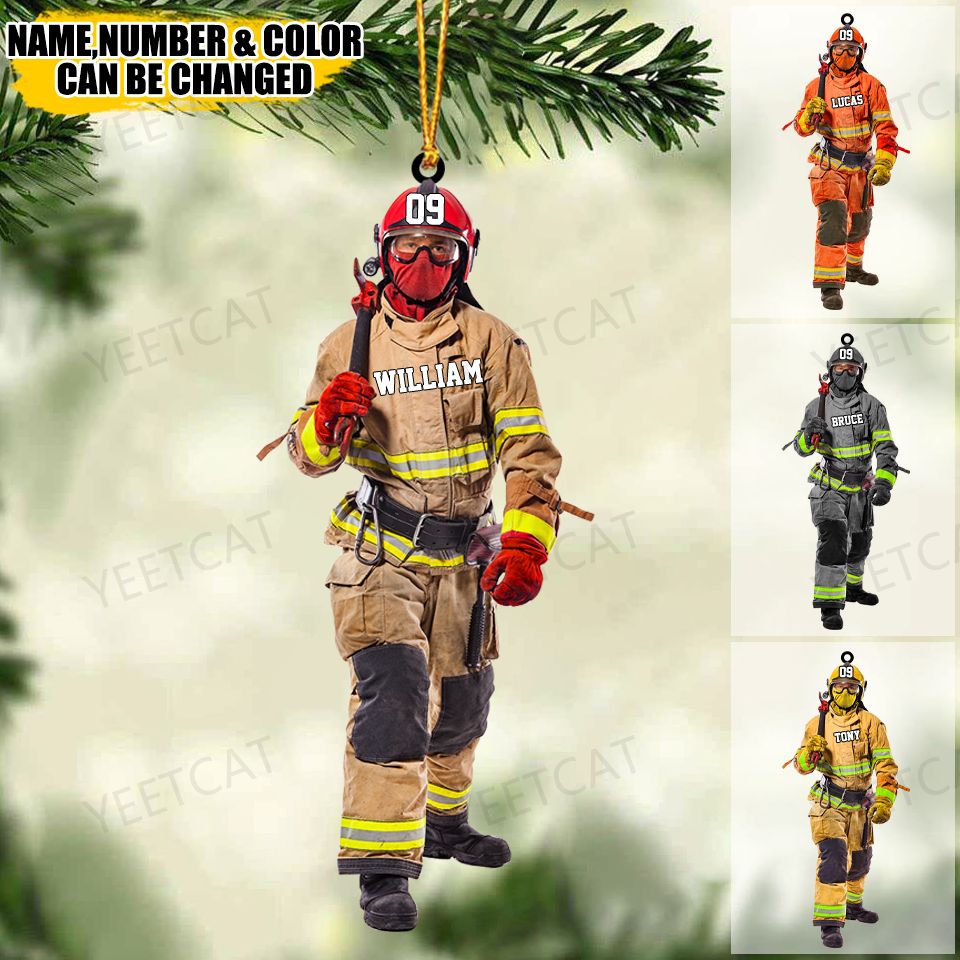 Custom Personalized Firefighter Acrylic Christmas Ornament