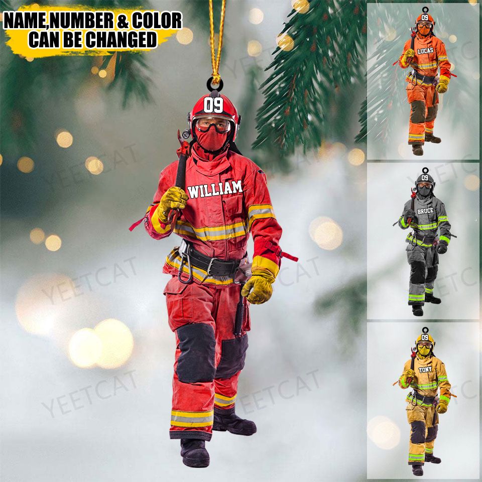 Custom Personalized Firefighter Acrylic Christmas Ornament